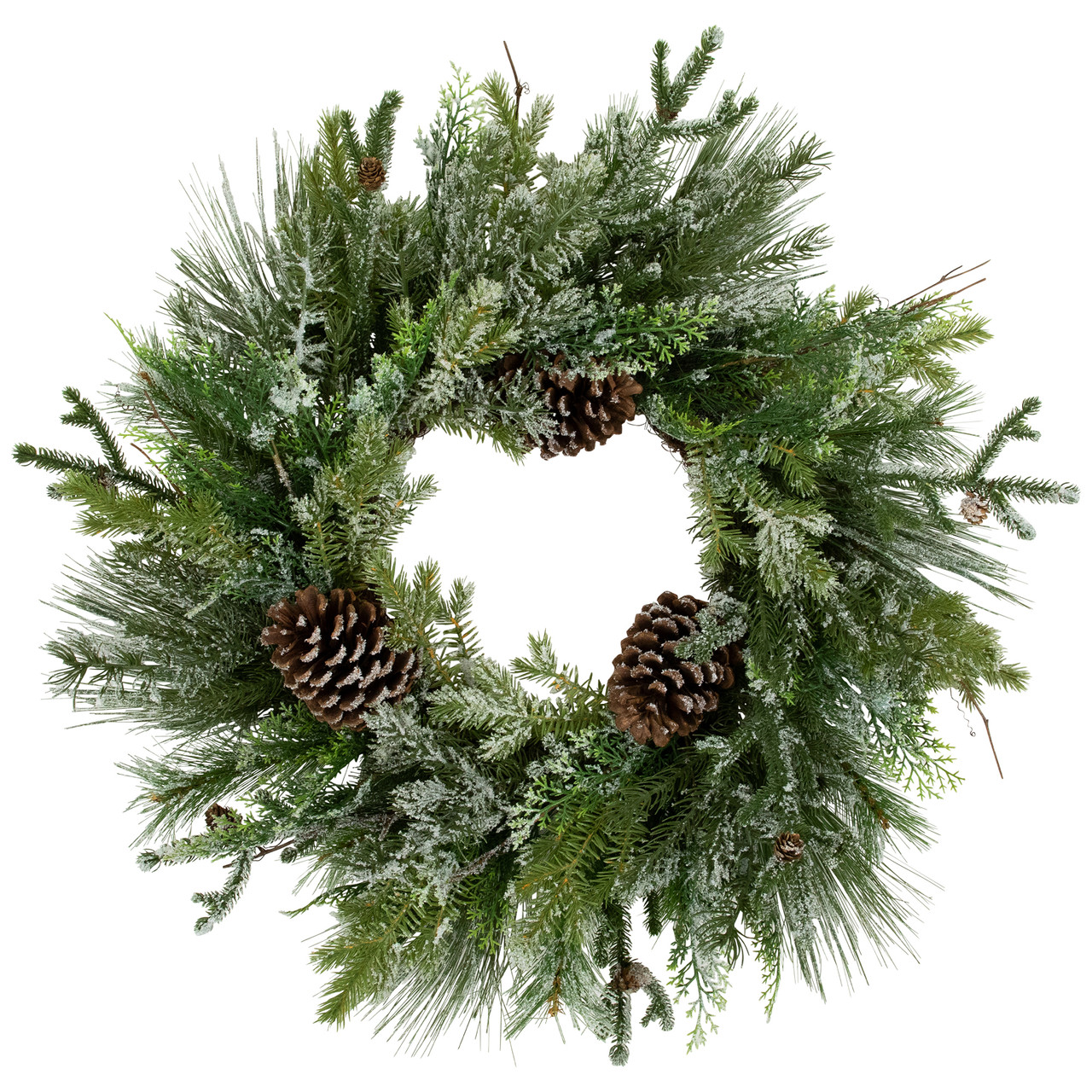 Frosted Mixed Pine and Cedar Artificial Christmas Wreath - 28" - Unlit