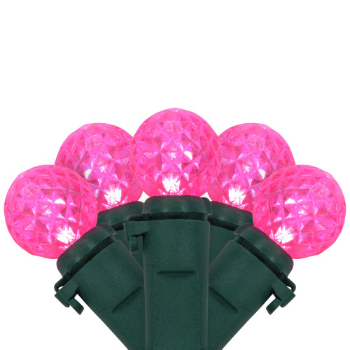 LED G12 Berry Christmas Lights - Pink - 16' Green Wire - 50 ct