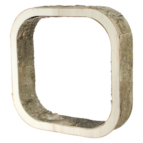 Rustic Square Wood Bark Decoration - 13.5" - Ivory and Brown