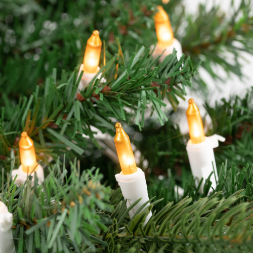 50ct Opaque Gold Mini Christmas Light Set, 24.5ft White Wire