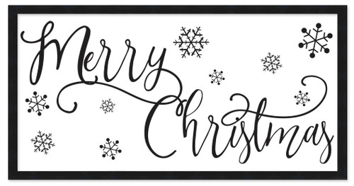 Merry Christmas 11.5" x 21.5" Framed Christmas Wall Decor Art Print Sign Poster in a Black Wooden Frame with UV Acrylic and Hangers