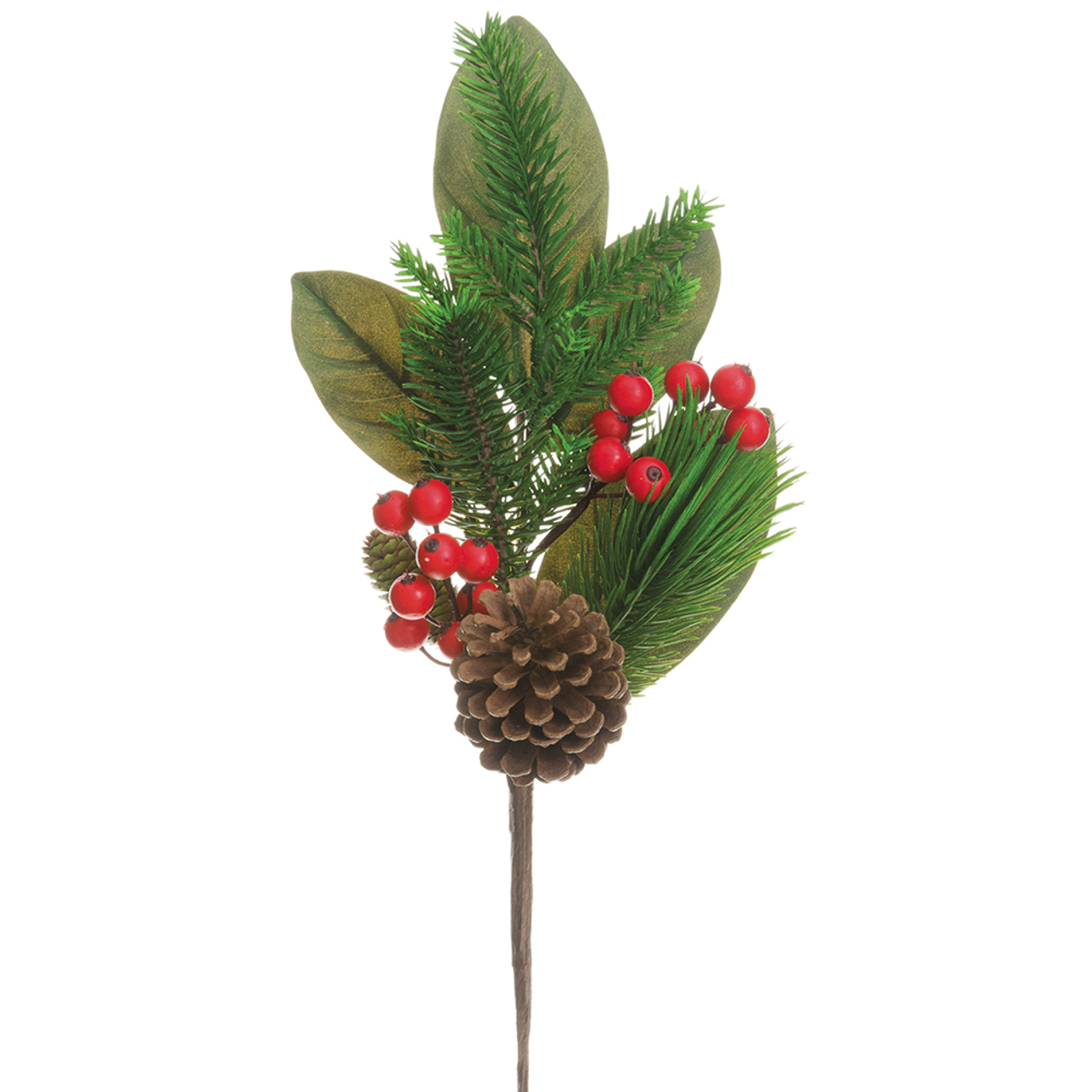 20" Red Berry and Pine with Pine Cone Artificial Christmas Spray