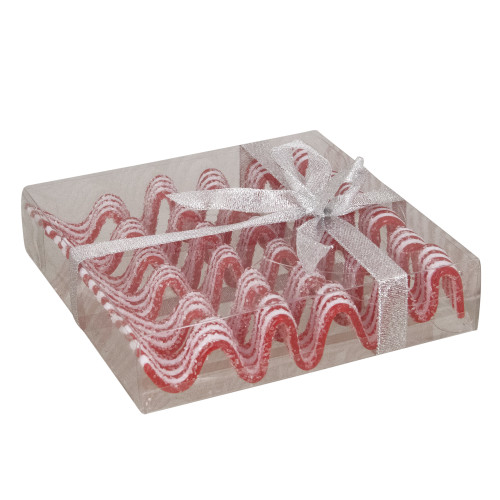 6ct Red and White Striped Ribbon Candy Christmas Ornaments 5.75"