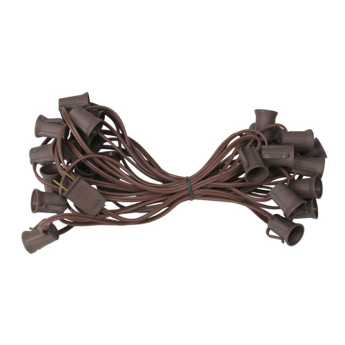 Commercial C9 Christmas Light Socket Set - 25' - Brown - 12" Spacing