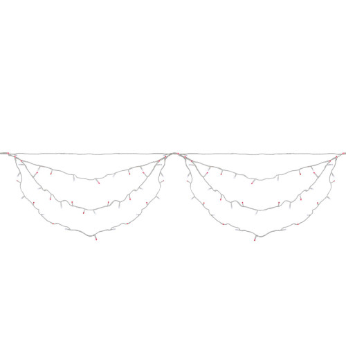 150 Red and White LED Swag Christmas Lights - 7.5 ft White Wire