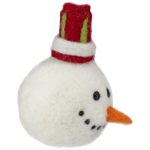 5" Snowman Head with a Red and White Hat Christmas Ornament