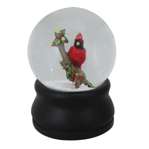 Cardinal on Branch Musical Christmas Snow Globe - 5.75" - Red