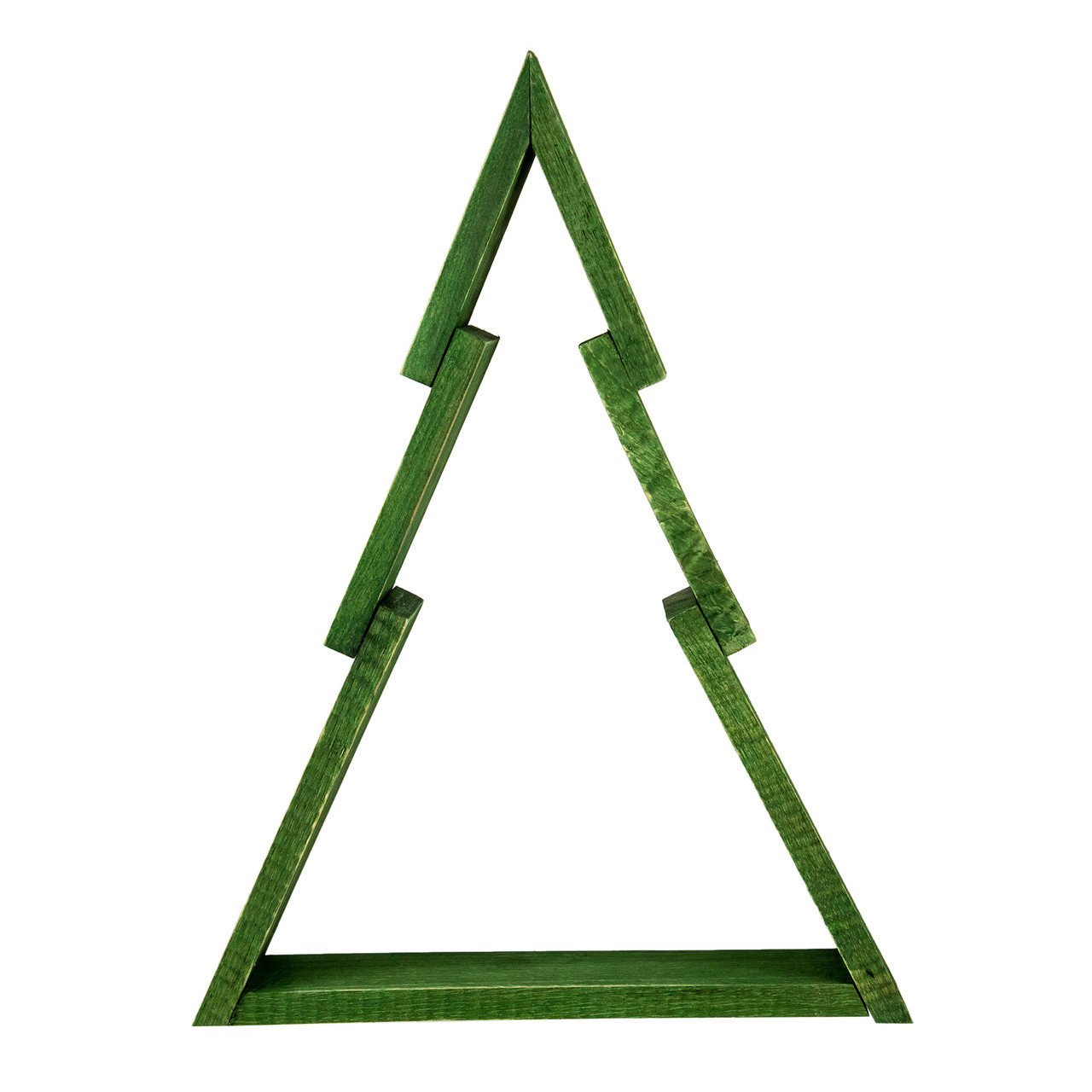 Geometric Wooden Christmas Tree Display - 12" - Green