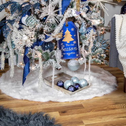 4.5" Glittered Blue and Silver Glass Christmas Ball Ornament