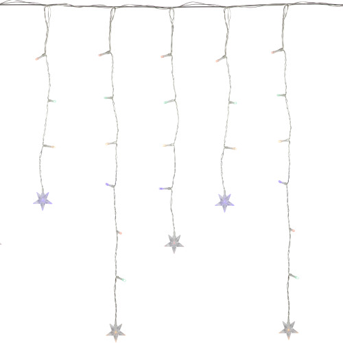 LED Stars Icicle Christmas Lights - Multi-Color - 29.5' Clear Wire - 400ct