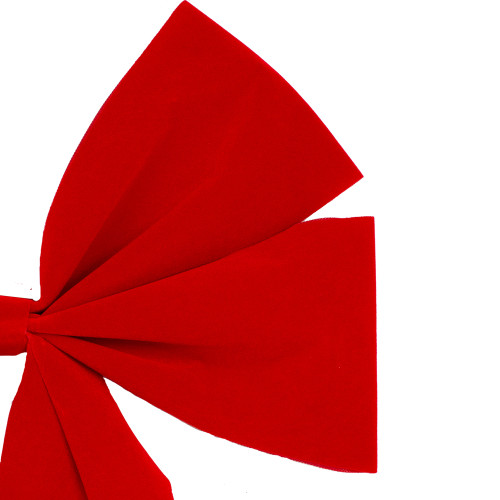 4-Loop Velveteen Christmas Bow Decoration - 12" x 24" - Red