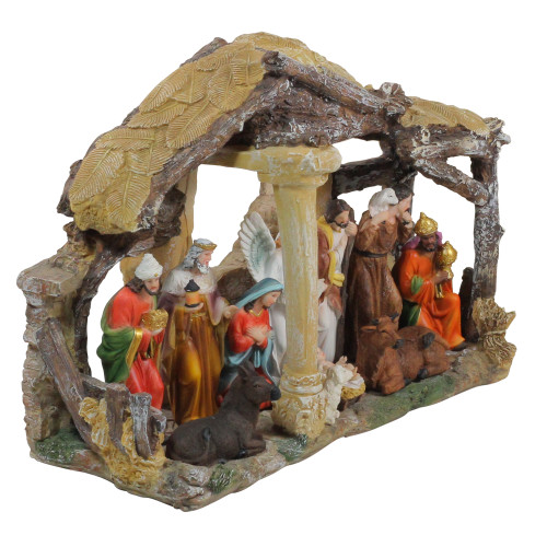 18" Traditional Christmas Nativity with Stable House Decoration