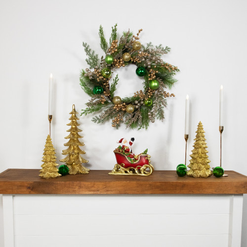 Ornaments and Berries Glittered Artificial Christmas Wreath - 24" - Unlit