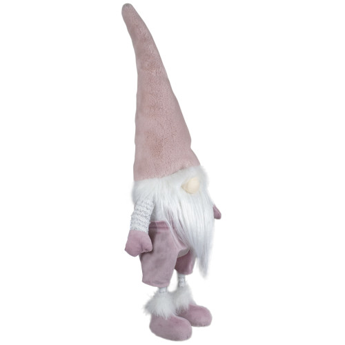 Bouncy Gnome Standing Christmas Figure Decoration - 20" - White and Pink