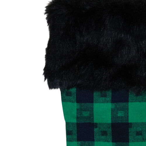 20" Green and Black Plaid Christmas Stocking