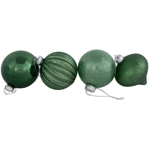 Matte and Shiny Finish Ball Glass Christmas Ornaments - 3" (80mm) - Dark Aquamarine - 9ct