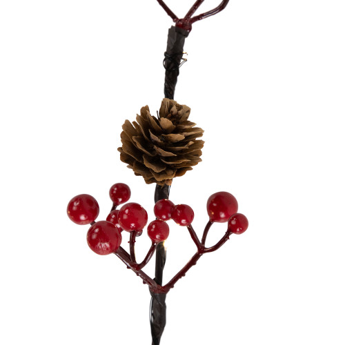 Lighted Pinecones and Berries Christmas Spray - 29" - Warm White