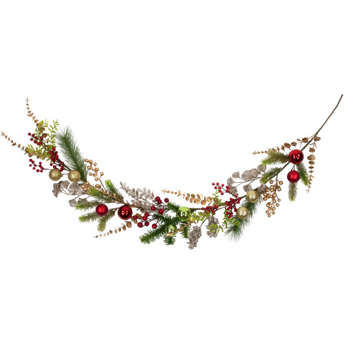 Ball Ornaments Glittered Artificial Christmas Garland - 5' x 10" - Unlit