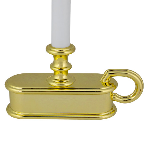 9.5" Pre-Lit LED White Lighted Christmas Candle Lamp with Gold Handle Base