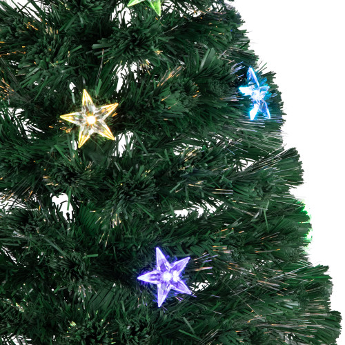 3' Pre-Lit Fiber Optic Artificial Christmas Tree with Stars