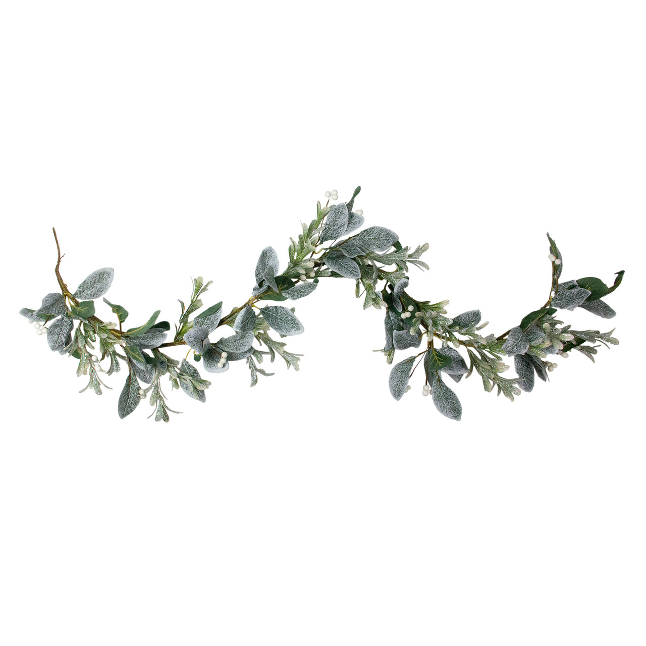 5' x 6" Iced Leaves and Winter Berries Artificial Christmas Garland, Unlit