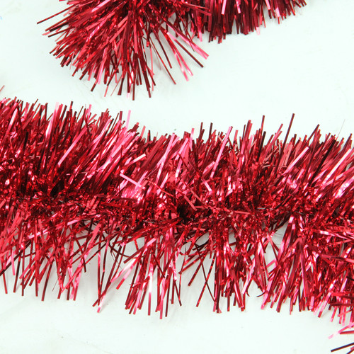Shiny 6-Ply Commercial Christmas Foil Tinsel Garland - 50' x 4" - Red - Unlit