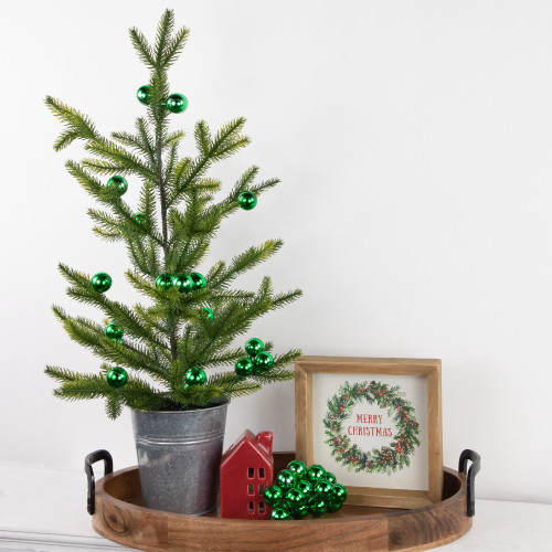 6.75" Green Shatterproof Ball Ornament Christmas Pick