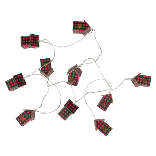 10 Count B/O LED Warm White Plaid House Christmas Lights - 4.75' Clear Wire