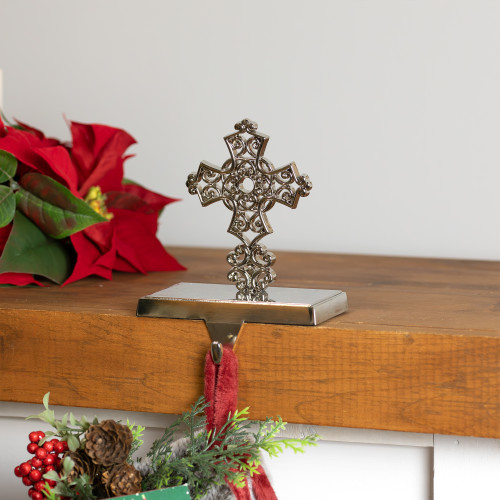 Filigree Cross Christmas Stocking Holder - 5"