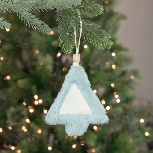 6" Blue Faux Fur Plush Tree Christmas Ornament