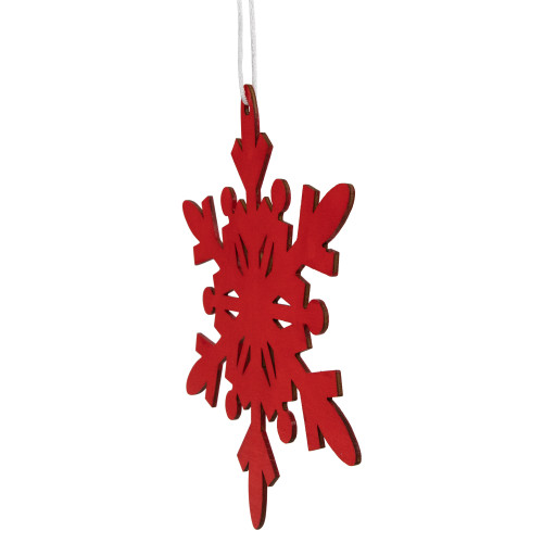 7.75" Red Snowflake Hanging Wooden Christmas Ornament