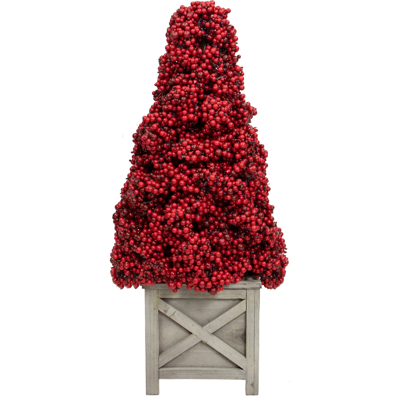 24" Red Berry Cone Potted Christmas Topiary