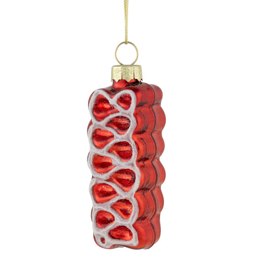 3" Red Ribbon Candy Glass Christmas Ornament