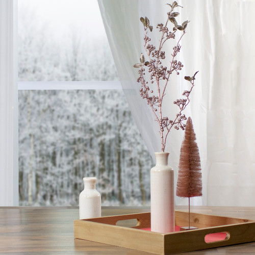 Glittered Berries Artificial Christmas Spray - 37" - Rose Gold