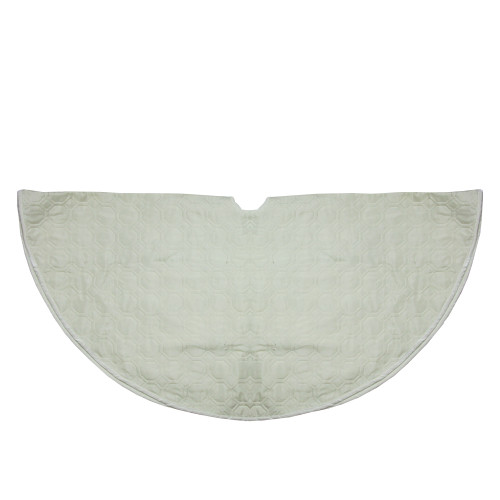 48" Cream Quilted Christmas Hexagon Tree Skirt with Velvety Trim