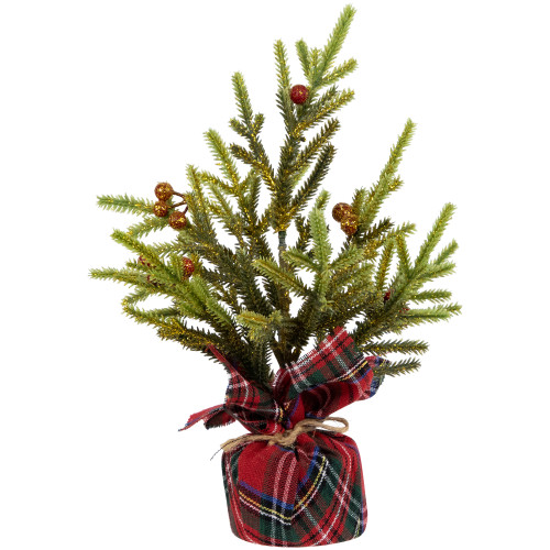 Mini Glittered Pine with Berries Artificial Christmas Trees - 9" - Set of 3