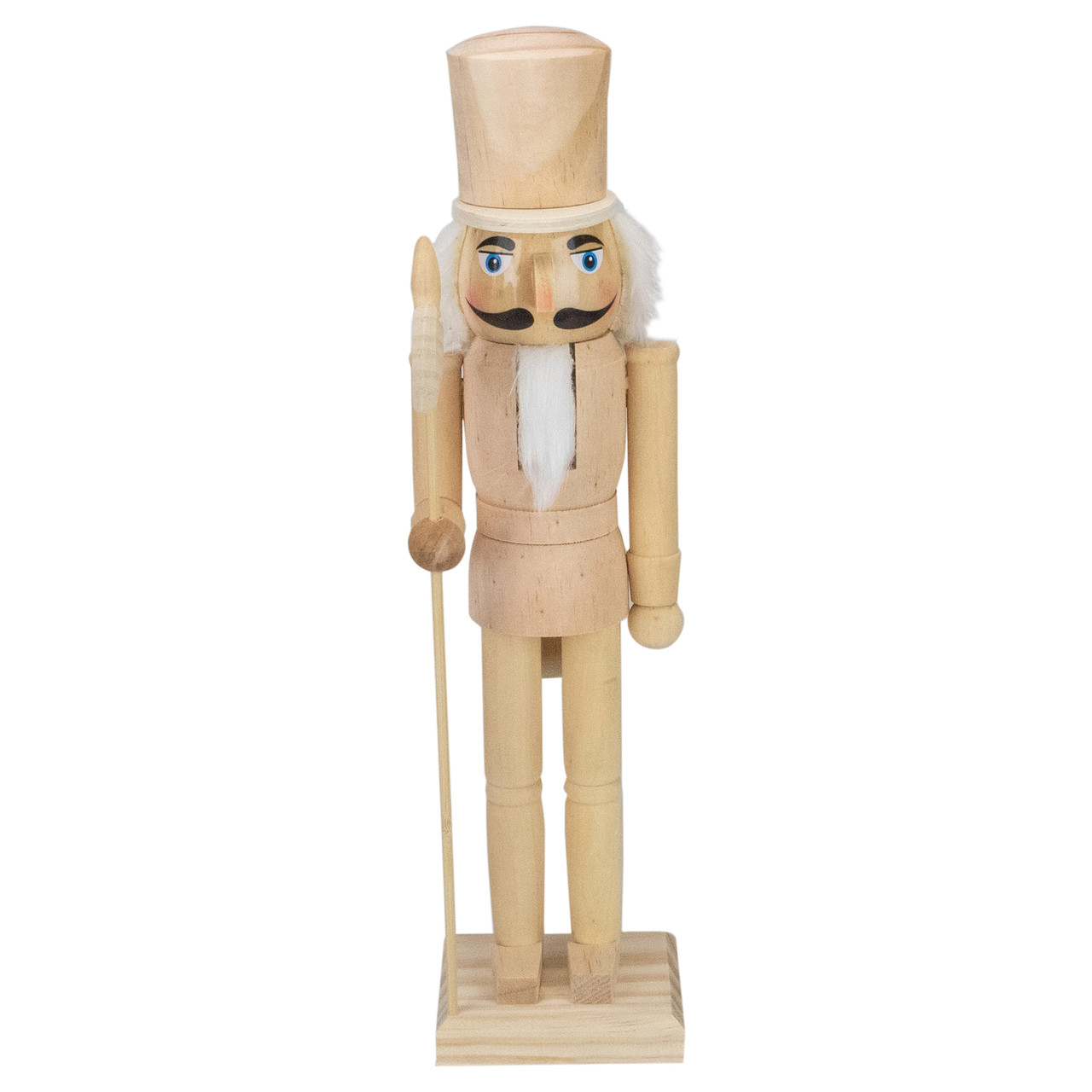 15" Unfinished Paintable Wooden Christmas Nutcracker with Scepter