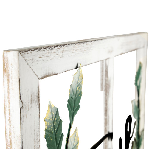 23.75" Joy Window Frame with Holly Christmas Wall Sign