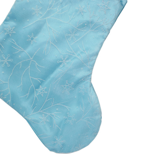 21" Blue and White Glitter Snowflake Christmas Stocking