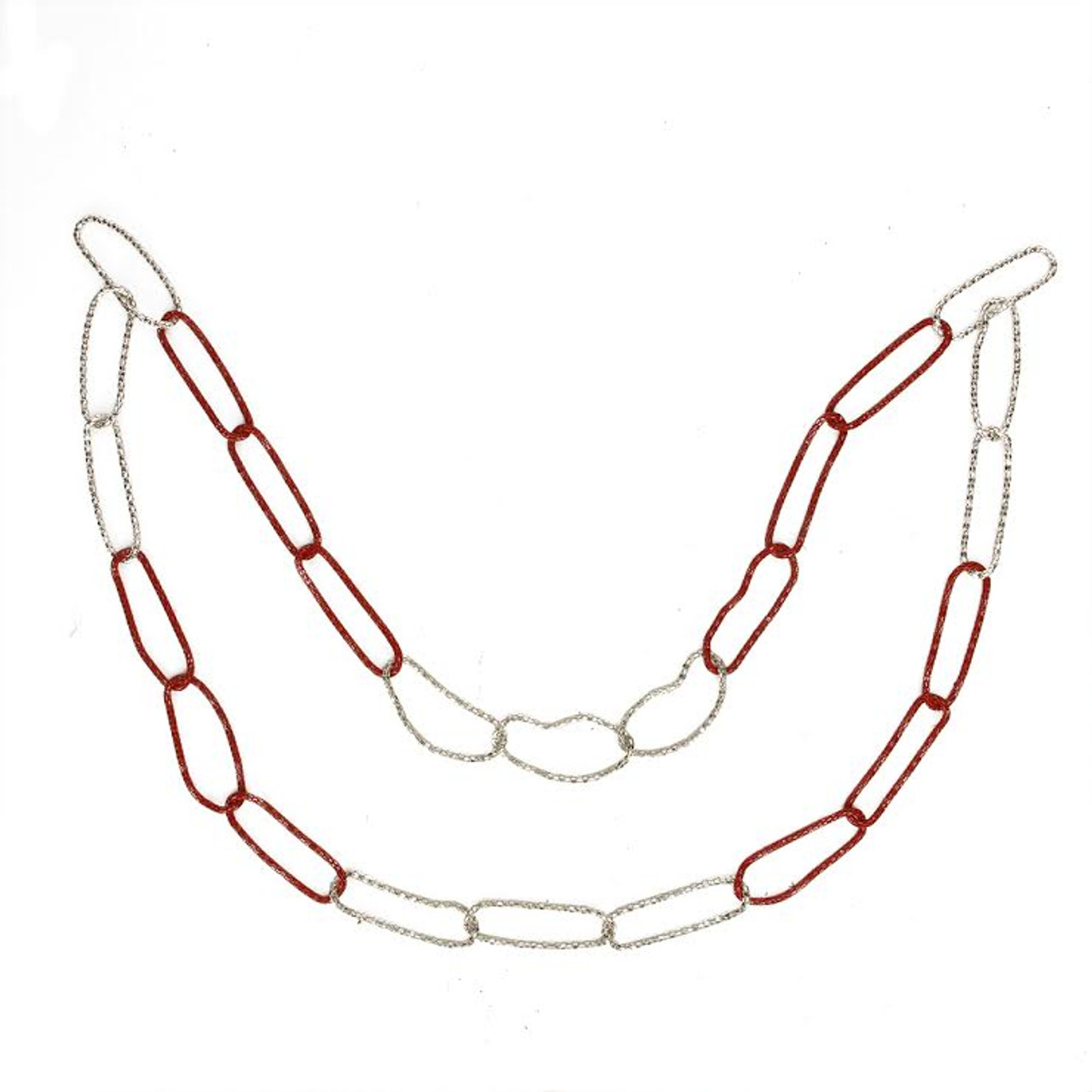 36" Red and Silver Round Loops Christmas Chain Garland - Unlit