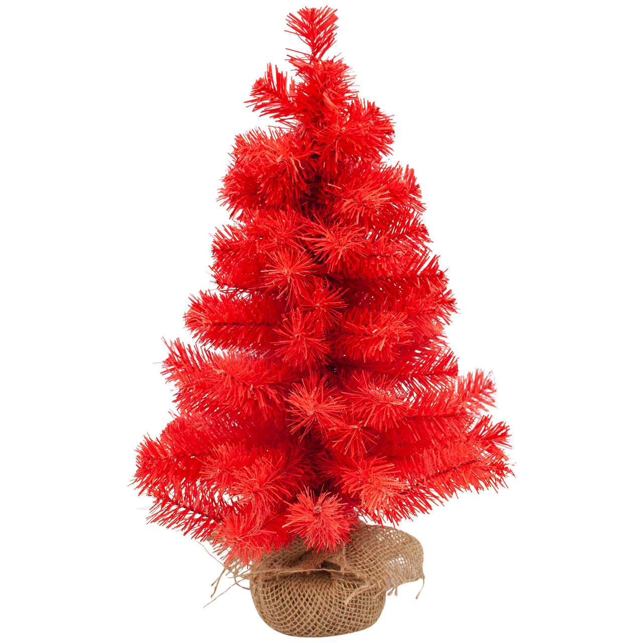 Pine Christmas Tree with Natural Jute Base - 18" - Scarlett Red