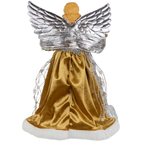 12" Metallic Bronze and Silver Sequined Angel Christmas Tree Topper, Unlit