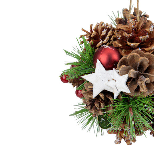 6" Pine Cones, Stars and Balls Hanging Christmas Ornament