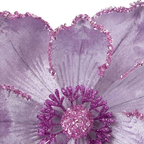 24" Glittered Lavender Magnolia Christmas Stem Spray