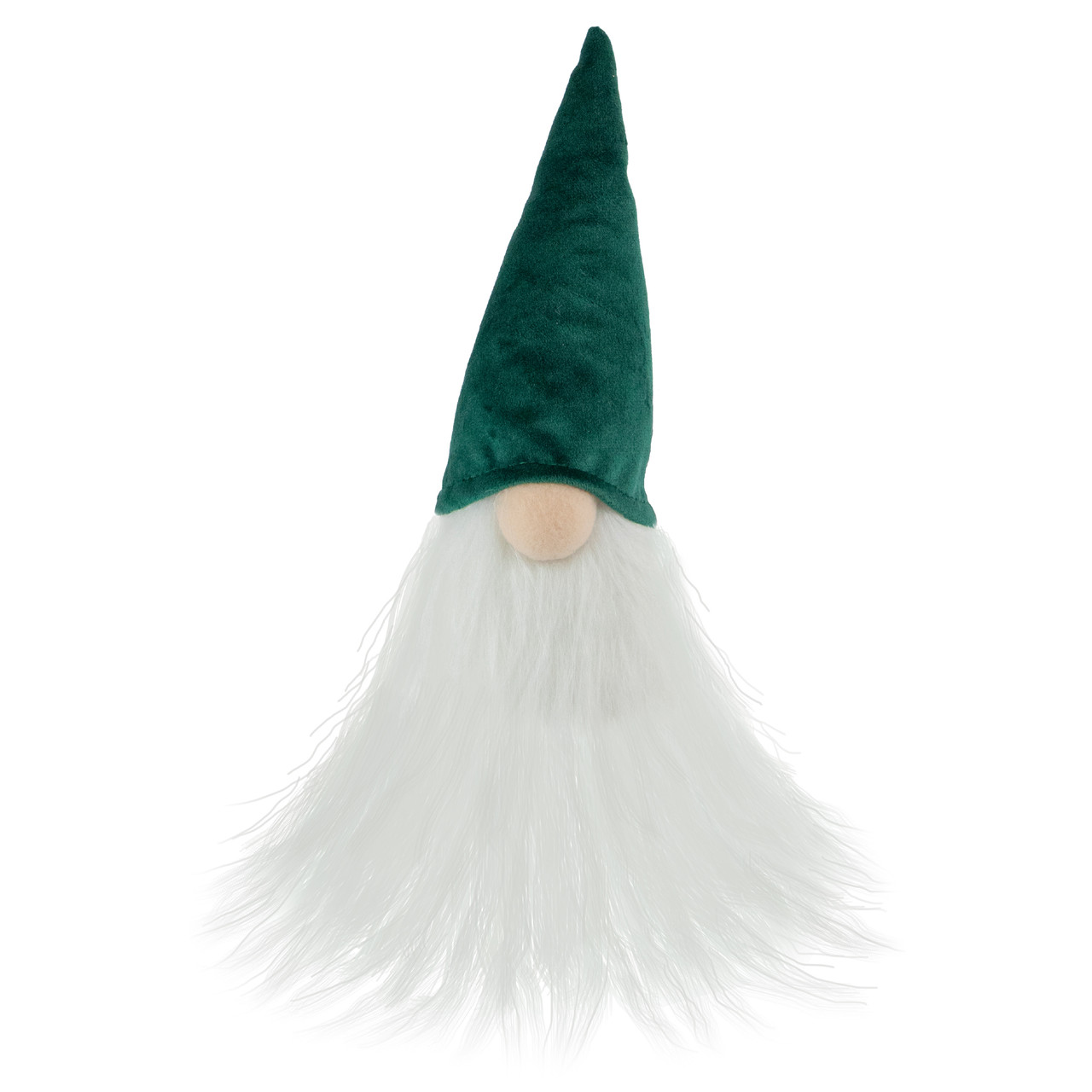 Pointy Hat Gnome Christmas Decoration - 8" - Dark Green and White
