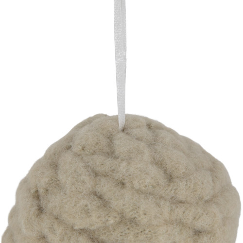 3.75" Beige Woven Yarn Ball Hanging Christmas Ornament