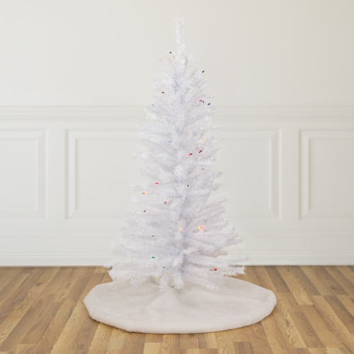 4' Pre-Lit Woodbury White Pine Slim Artificial Christmas Tree, Multi Lights
