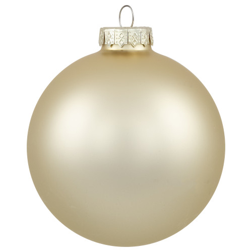 4ct Champagne Gold 2-Finish Glass Christmas Ball Ornaments 4" (100mm)