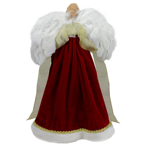 18" Red and Gold Angel in a Dress Christmas Tree Topper - Unlit