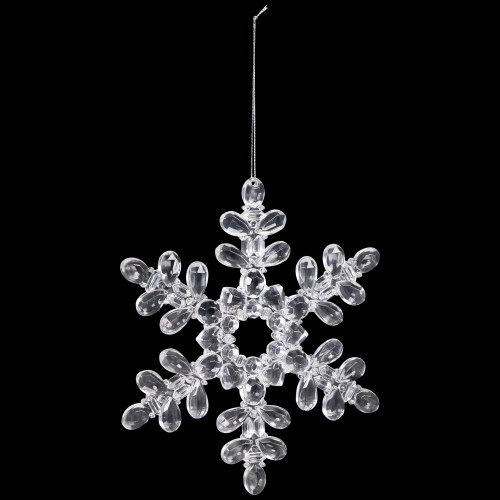 Snowflake Acrylic Christmas Ornaments - 7" - Clear - Set of 6